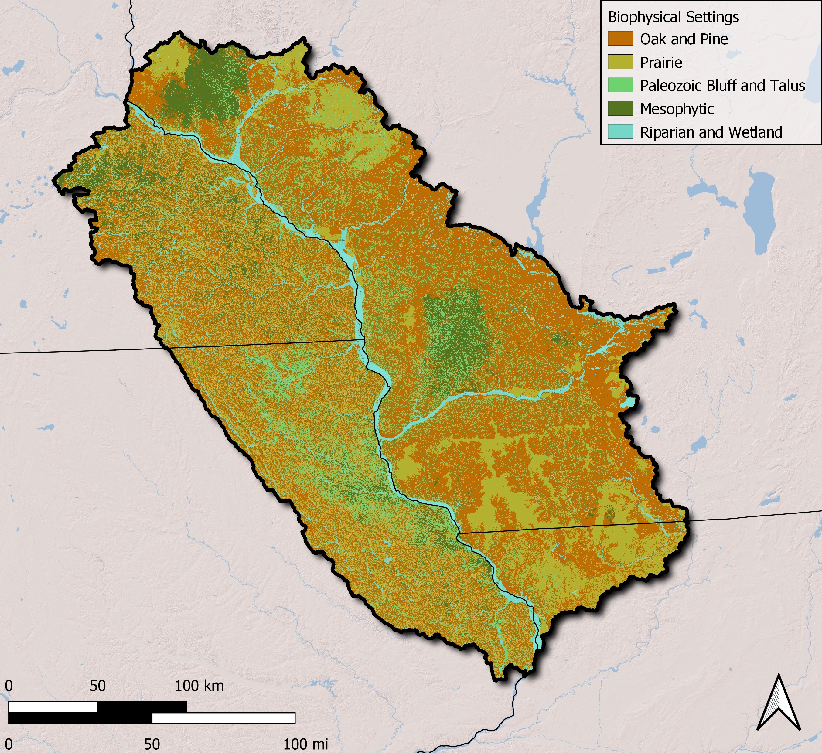Historical ecosystem coverage of the Driftless Region.